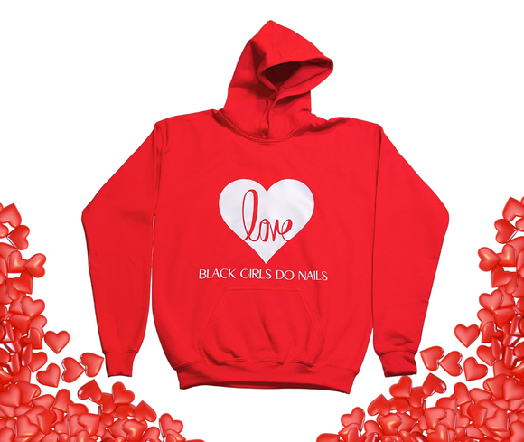 Red Hoodie Sweatshirt - Black Girls Do Nails Love Collection
