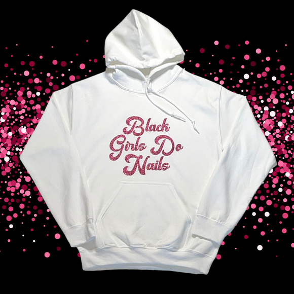 BGDN Logo Hoodie - White / Pink Glitter